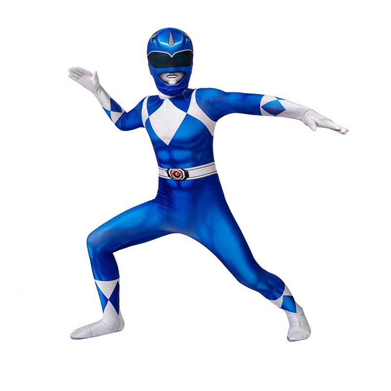 Power Rangers Blue Ranger Costume for Kids Suit Zentai Jumpsuit Hallow ...