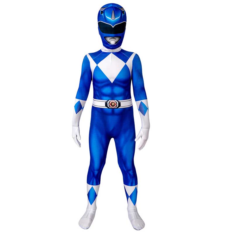 Power Rangers Blue Ranger Costume for Kids Suit Zentai Jumpsuit Hallow ...