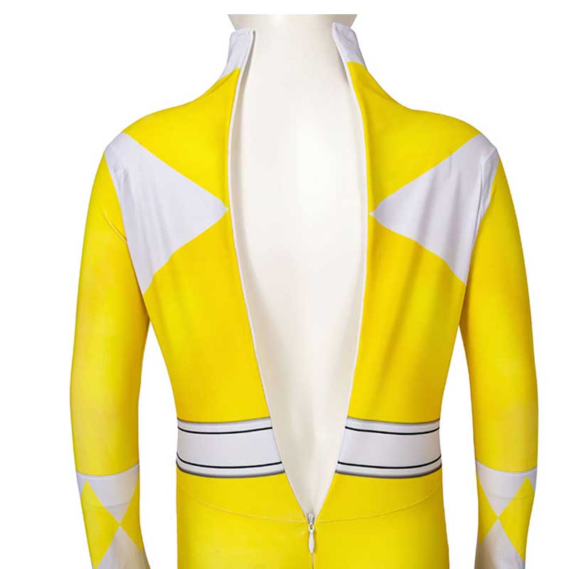Kids Power Rangers Costume Yellow Ranger Cosplay Suit Zentai Jumpsuit