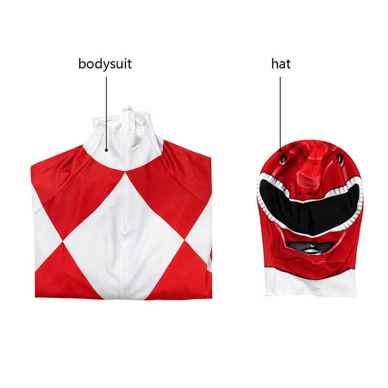 Kids Power Rangers Red Ranger Costume Suit Halloween Cosplay Zentai Jumpsuit