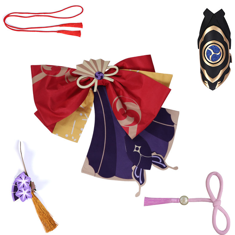 Genshin Impact Cosplay Raiden Shogun Costume Electro Archon Baal Dress Purple Kimono