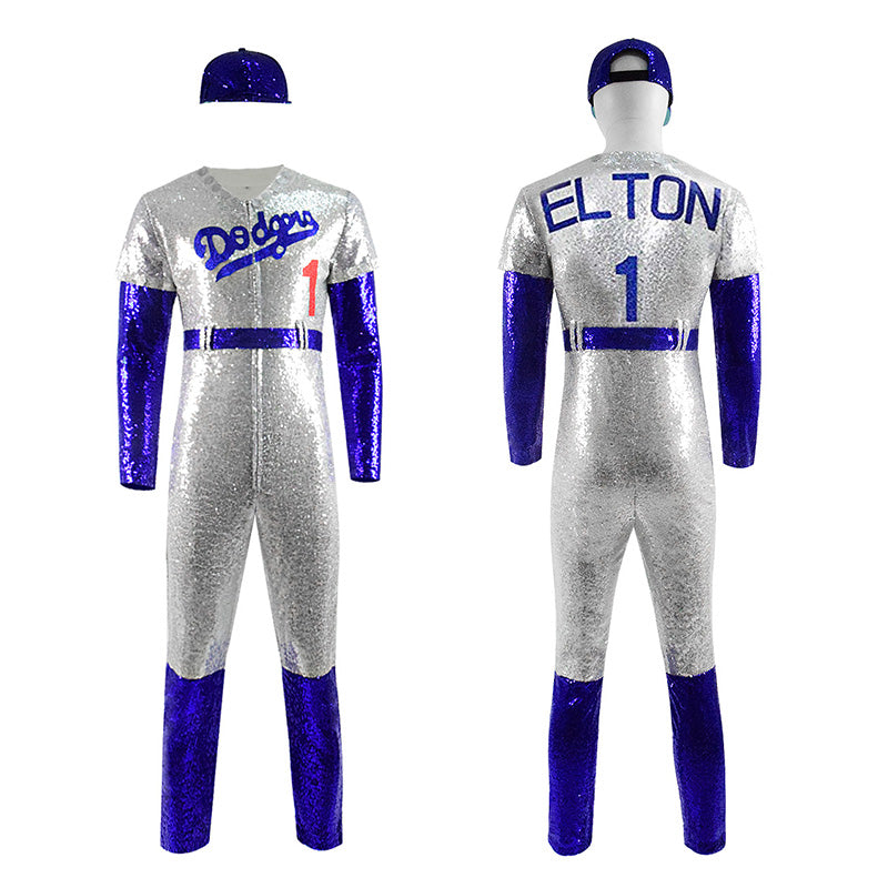 Rocketman Elton John Costumes Dodgers Jumpsuit Halloween Party Suit, M / Female