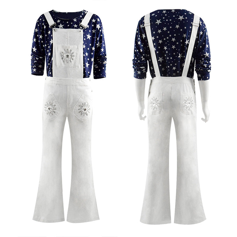 Rocketman Taron Egerton Cosplay Costume Shirt Pants Adult Overalls