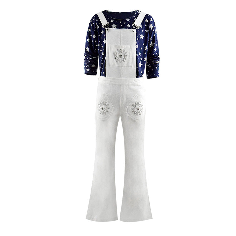 Rocketman Taron Egerton Cosplay Costume Shirt Pants Adult Overalls