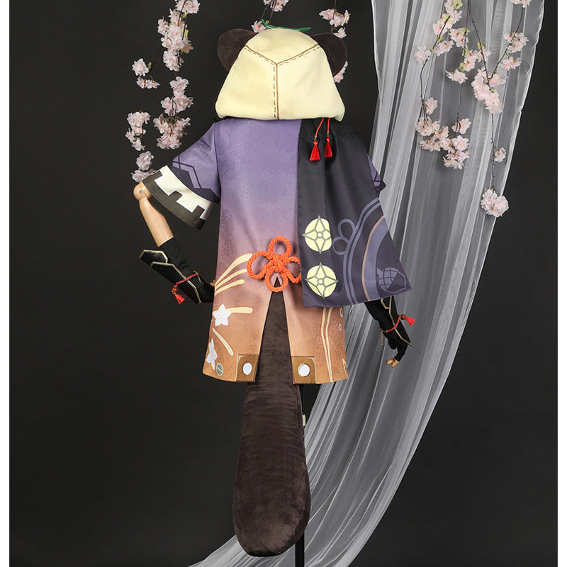 Genshin Impact Sayu Cosplay Costume Game Girl Kawaii Suit Kimono Dress WithTail