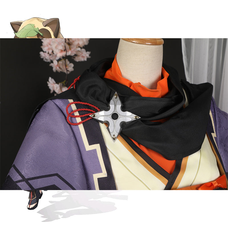 Genshin Impact Sayu Cosplay Costume Game Girl Kawaii Suit Kimono Dress WithTail
