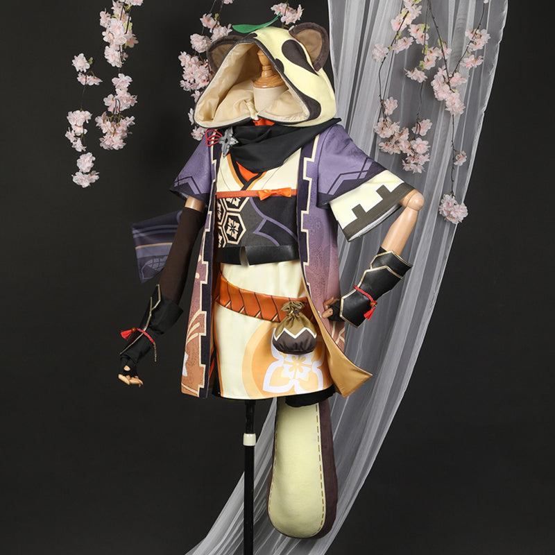 Genshin Impact Sayu Cosplay Costume Game Girl Kawaii Suit Kimono Dress WithTail