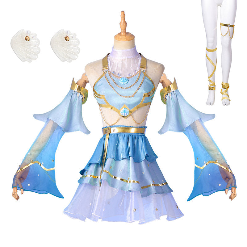 League of Legends LOL Ocean Song Seraphine Cosplay Costume Girl Dress Prestige Edition