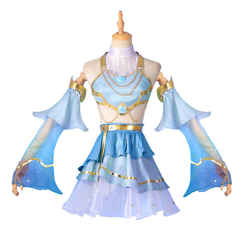 League of Legends LOL Ocean Song Seraphine Cosplay Costume Girl Dress Prestige Edition