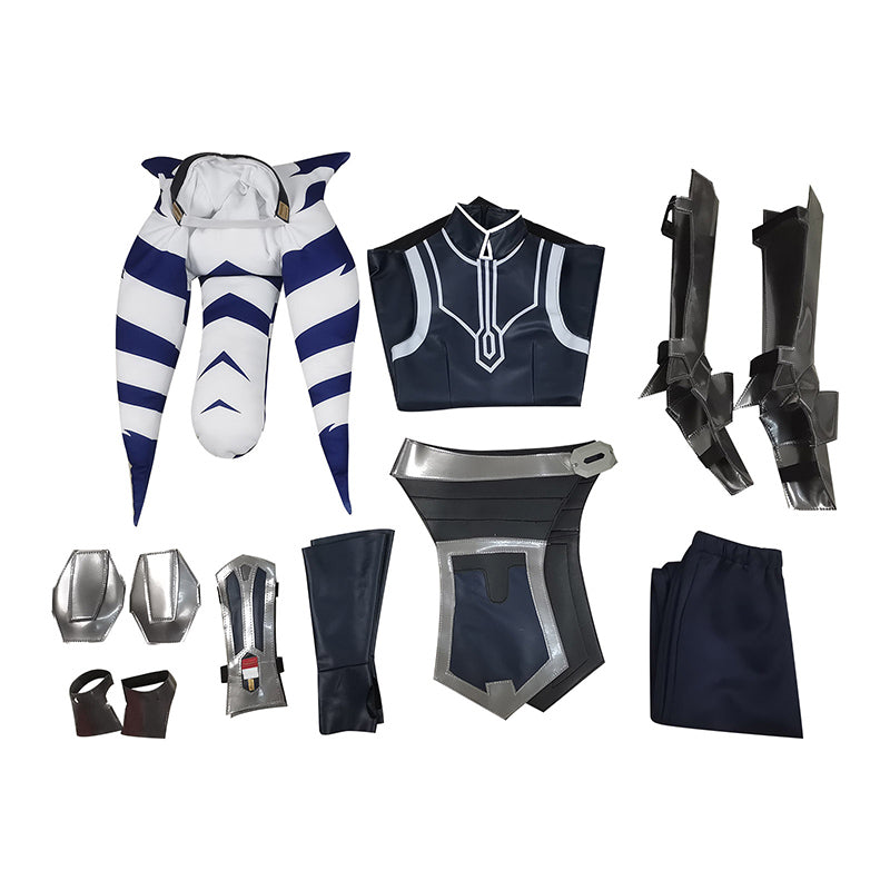 Star Wars Clone Wars Ahsoka Tano Cosplay Costume Kids Girls Outfit Halloween Party Suit