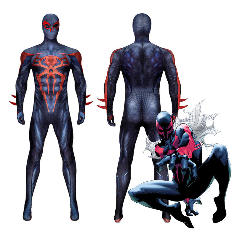 Spiderman 2099 V2 Cosplay Costume Miguel O'Hara Suit Spider Man Halloween Jumpsuit