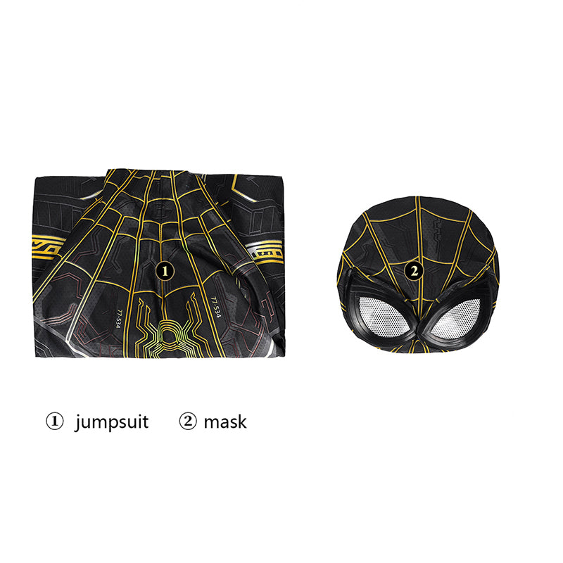 Spider-Man 3 Costume Spiderman No Way Home Peter Parker Cosplay Black Gold Jumpsuit
