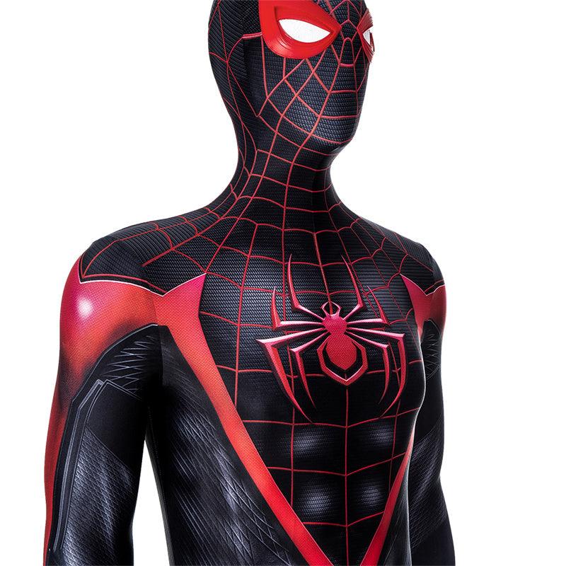 Spider-Man: Miles Morales Cosplay Costume Spiderman 2 PS5 Suit Halloween Black Jumpsuit