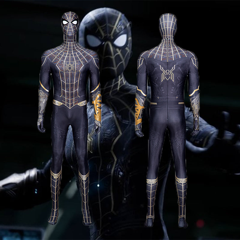 Spider-Man: No Way Home Black and Gold Suit Peter Parker Costume Spiderman Jumpsuit