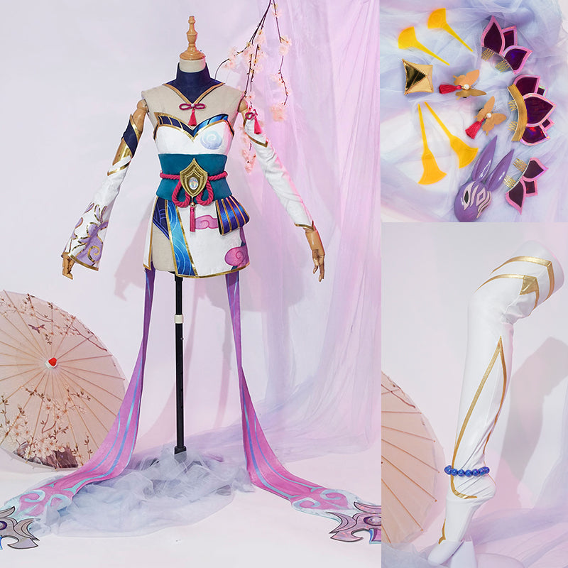 League of Legends The Starchild Soraka Cosplay Costume Game Skin Spirit Blossom Dress Suit