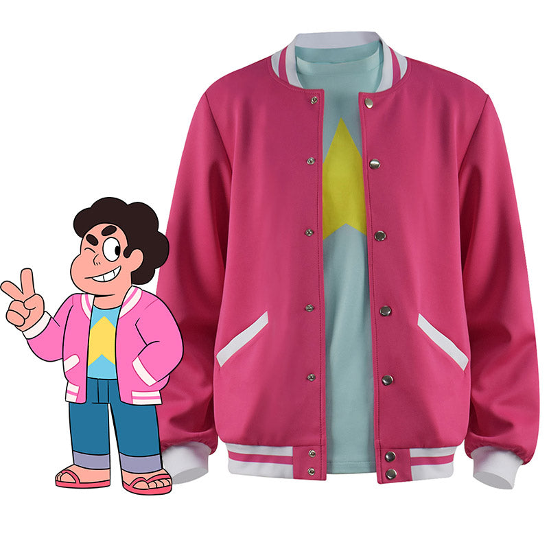Steven Universe Cosplay Movie Character Steven Costume Pink Coat Blue T-shirt