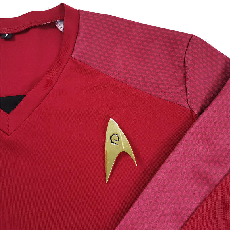 Star Trek Strange New World Cosplay Costume La'an Noonien Singh Hemmer Red Badge Shirt