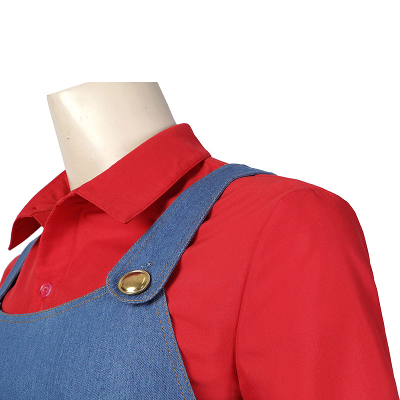 2023 Movie The Super Mario Bros. Mario Cosplay Costume Adult Shirt Overalls