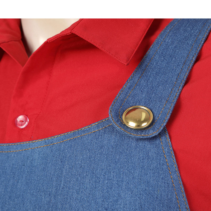 2023 Movie The Super Mario Bros. Mario Cosplay Costume Adult Shirt Overalls