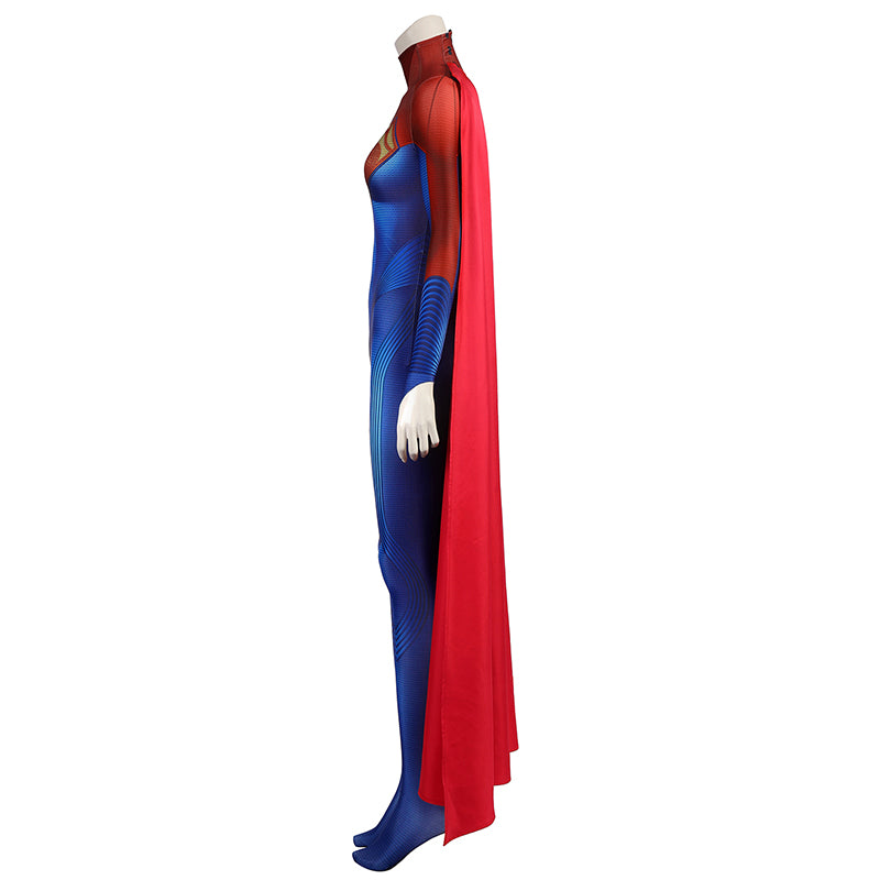 The Flash Supergirl Costume Overgirl Cosplay Superhero Jumpsuit With Cloak