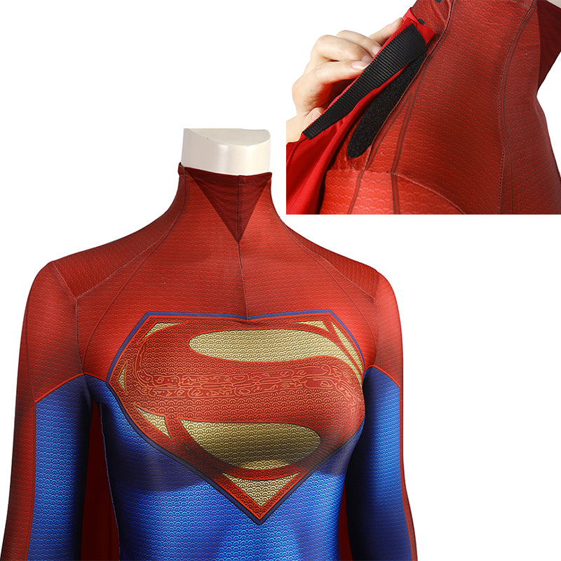 The Flash Supergirl Costume Overgirl Cosplay Superhero Jumpsuit With Cloak