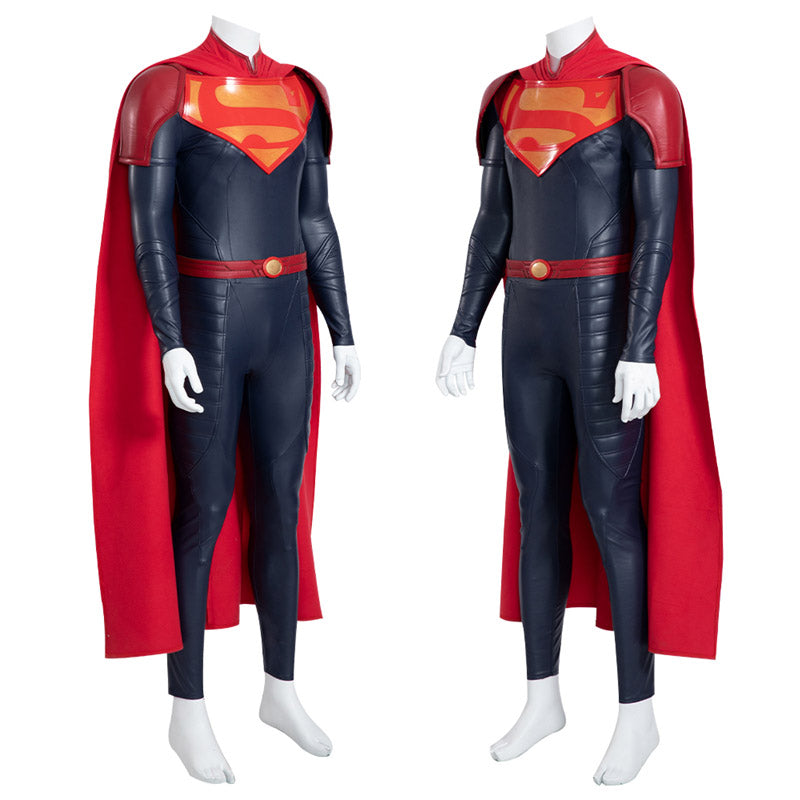 Superman Costume New Superman Jon Kent Suit Superhero Jumpsuit With Red Cape Shoes