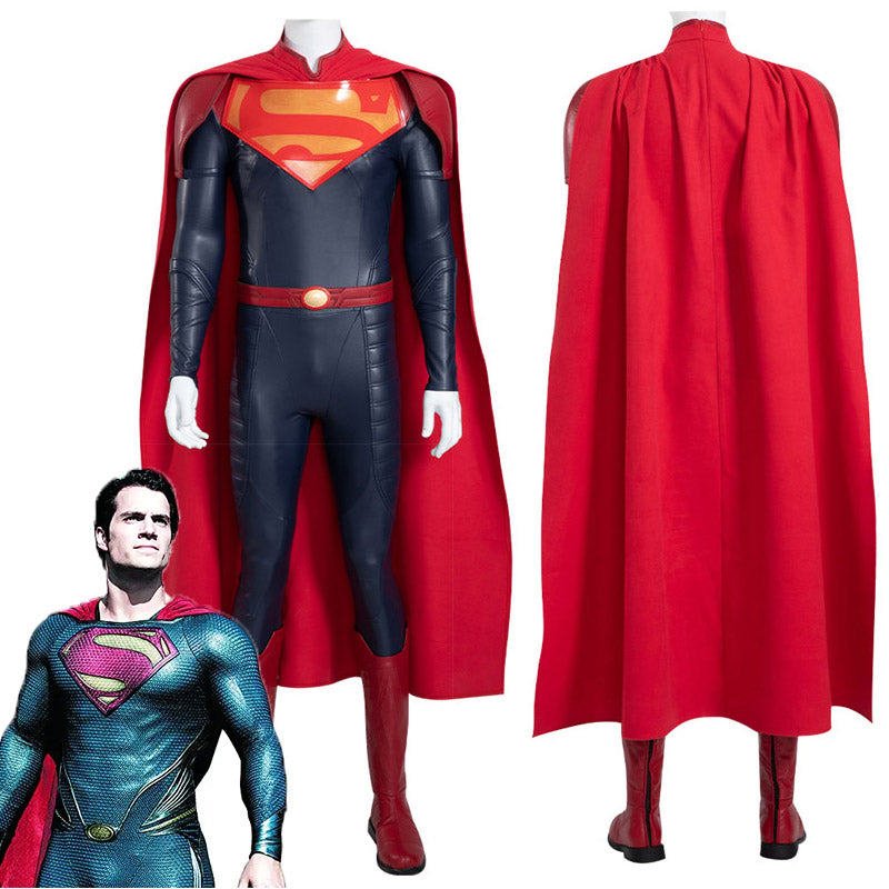 Superman Costume New Superman Jon Kent Suit Superhero Jumpsuit With Red Cape Shoes