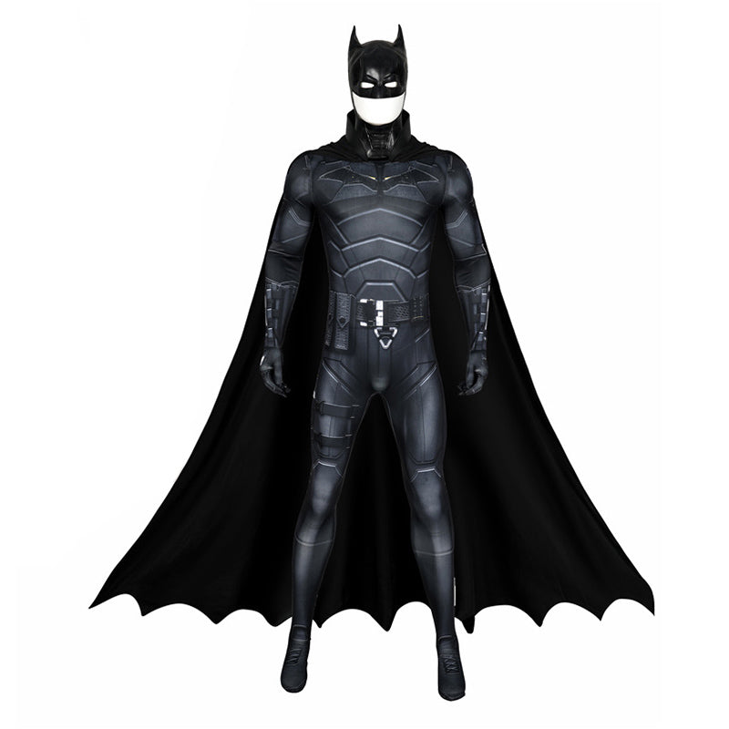 The Batman 2022 Suit Superhero Batman Bruce Wayne Cosplay Costume Jumpsuit Cape Mask