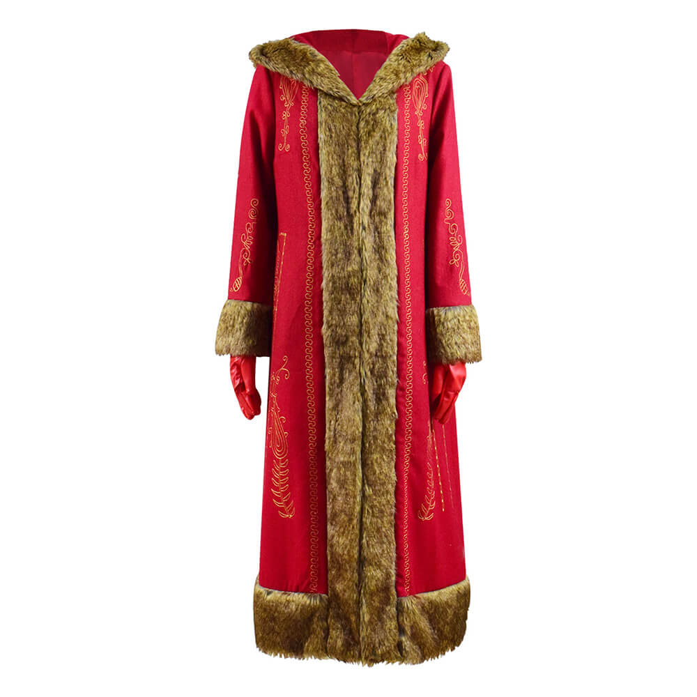 The Christmas Chronicles 2 Mrs. Claus Cosplay Costume Red Wool Long Coat Outfit