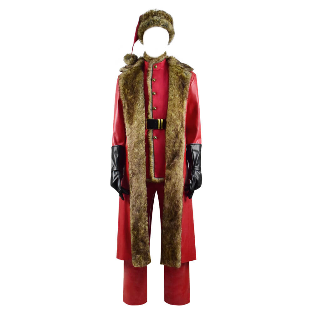 The Christmas Chronicles Santa Claus Cosplay Costume Red Shearling Coat Outfit Deluxe Version For Sale