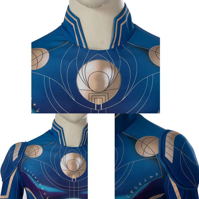 Eternals Ikaris Cosplay Costume Blue Jumpsuit Halloween Superhero Bodysuit