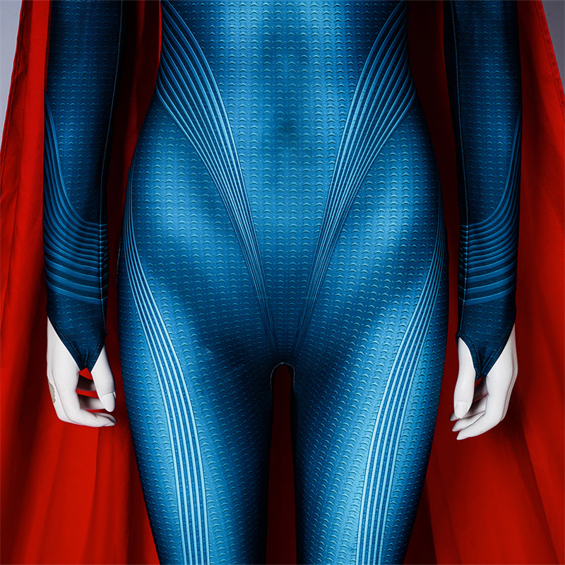 ﻿The Flash Supergirl Cosplay Costume Superhero Jumpsuit Cloak Halloween Suit