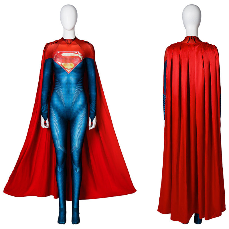 ﻿The Flash Supergirl Cosplay Costume Superhero Jumpsuit Cloak Halloween Suit