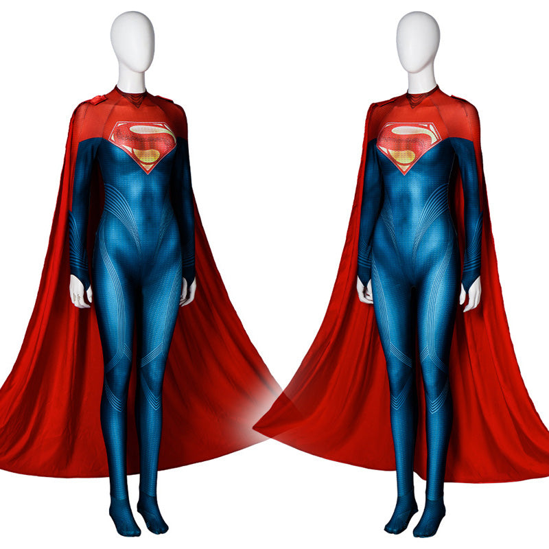 ﻿The Flash Supergirl Cosplay Costume Superhero Jumpsuit Cloak Halloween Suit