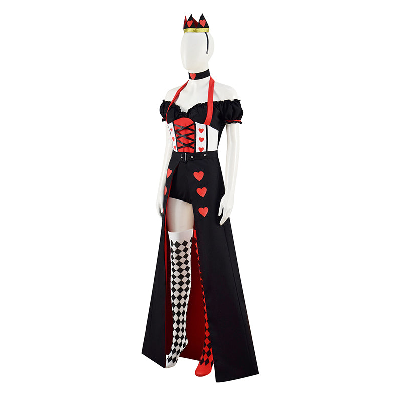 Alice in Wonderland Queen of Hearts Cosplay Costume Red Heart Princess Halloween Fancy Dress