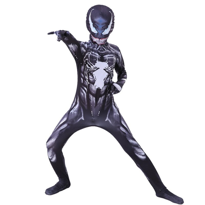 Kids Venom Costume Halloween Superhero Boys Child Bodysuit Jumpsuit Cosplay Suit