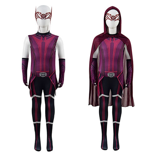 WandaVision Scarlet Witch Wanda Maximoff Kids Cosplay Costume Children Halloween Party Suit