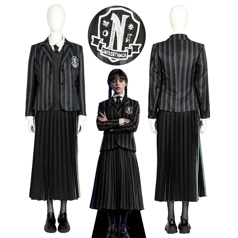 Wednesday Addams Costume The Addams Family Wednesday Cosplay Black School Uniform Halloween Outfit