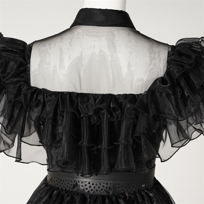 Wednesday Addams Dance Dress Wednesday Black Lace Dress Wednesday Family Cosplay Costume Full Set