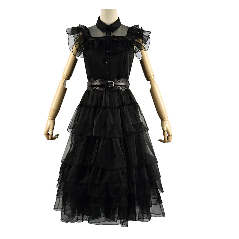 Wednesday Black Dress 2022 Wednesday Addams Raven Dance Dress Cosplay Costumes Halloween Dress