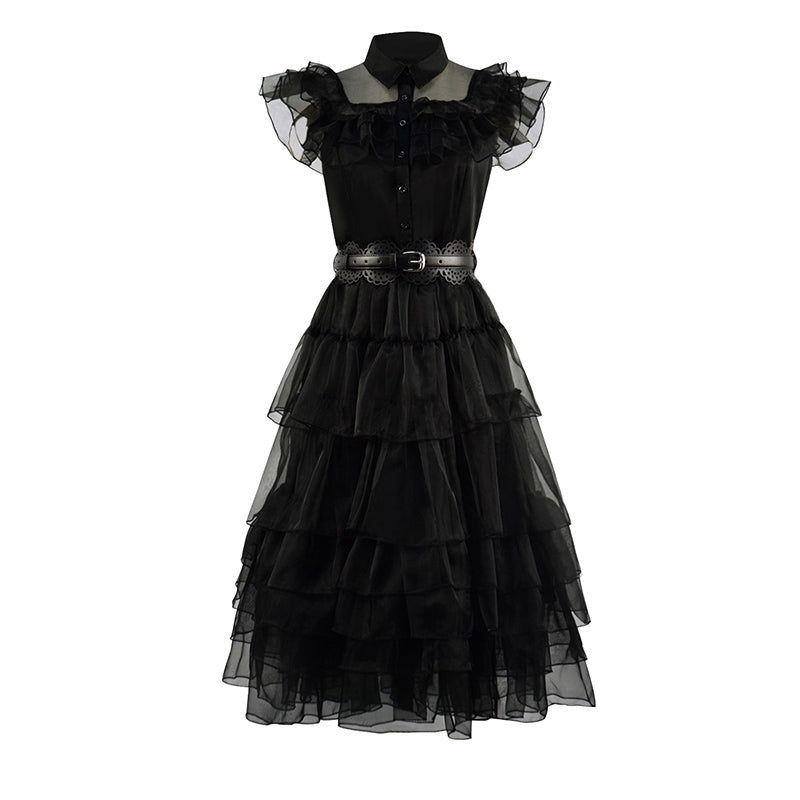 Wednesday Black Dress 2022 Wednesday Addams Raven Dance Dress Cosplay Costumes Halloween Dress