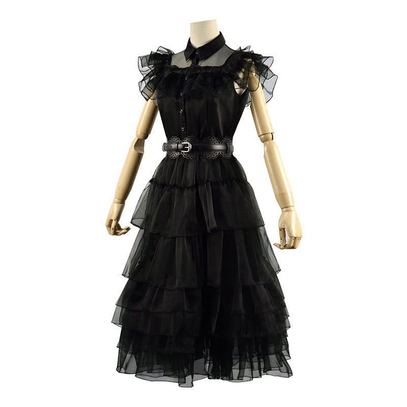 Wednesday Black Dress 2022 Wednesday Addams Raven Dance Dress Cosplay Costumes Halloween Dress