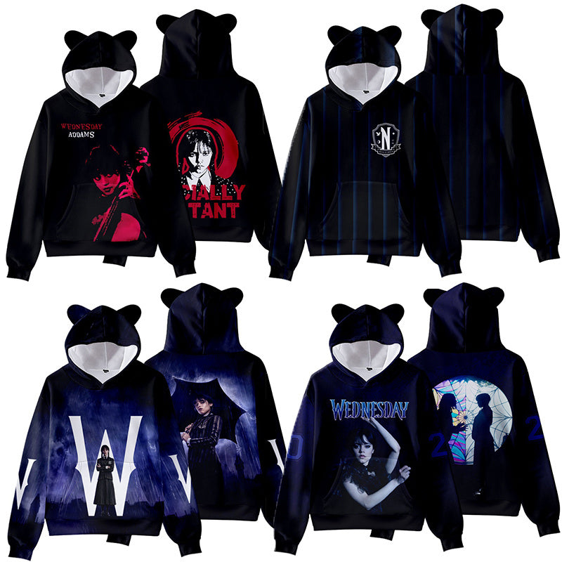 The Addams Family Cosplay Wednesday Addams Hoodie Costume Pullover Jacket