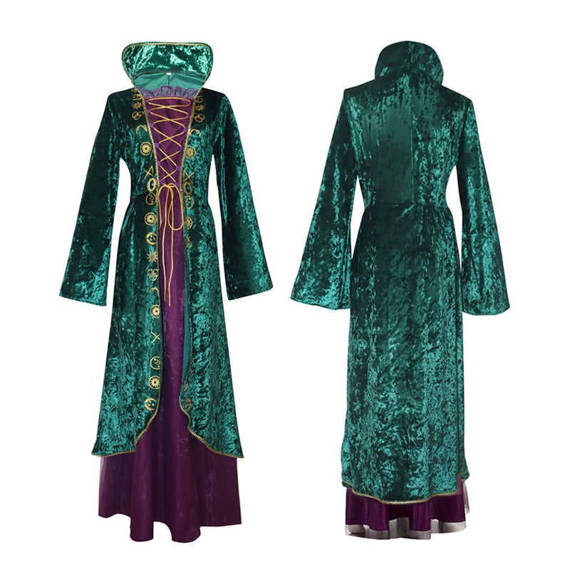 Hocus Pocus Winifred Sanderson Cosplay Costume Adults Classic Dress Outfits Halloween Party Suit
