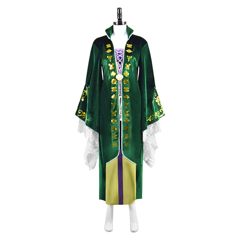 2022 Hocus Pocus 2 Winifred Sanderson Cosplay Costume Green Dress Halloween Suit