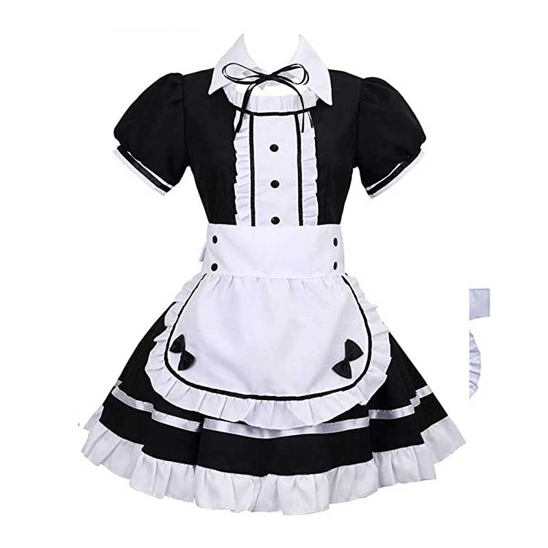 Women Maid Dress Short Sleeve Lolita Dress French Apron Maid Fancy Cosplay Costume