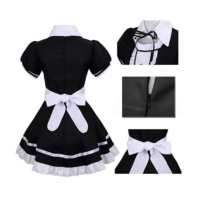 Women Maid Dress Short Sleeve Lolita Dress French Apron Maid Fancy Cosplay Costume