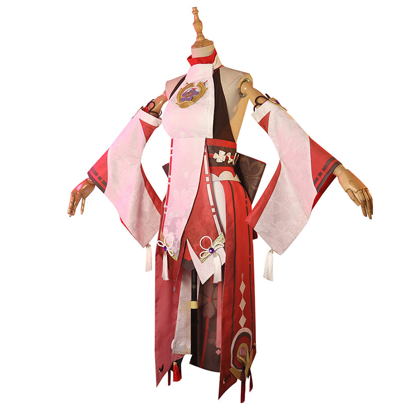 Genshin Impact Yae Miko Cosplay Costume Yae Miko Wig Shoes Anime Game Pink Uniform
